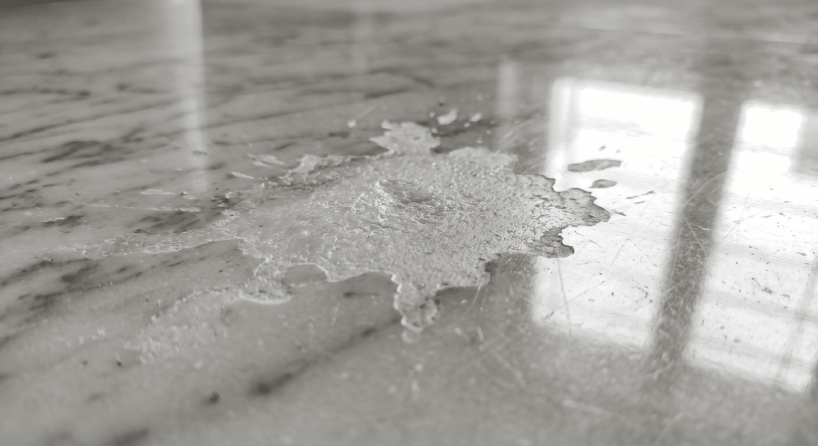 acid etching damage on a marble