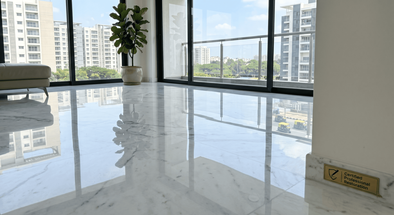 mirror polished marble floor